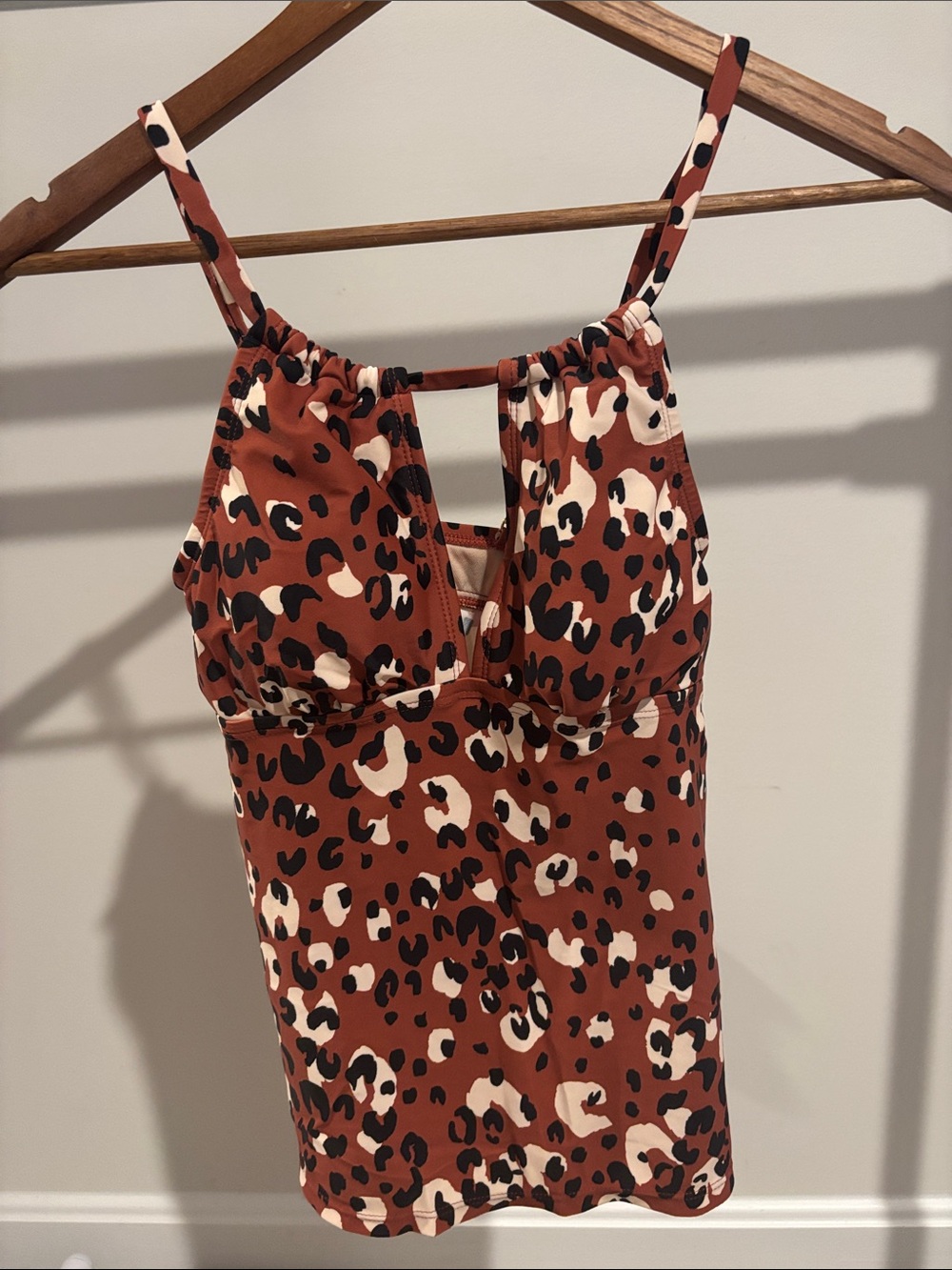 Kona Sol Rust Leopard Tankini Top - Brown, Black, Cream